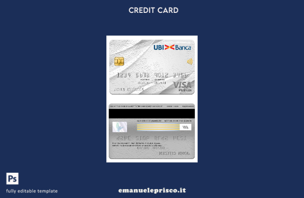 modello di carta platino visto bancario UBI Italia stile verificato